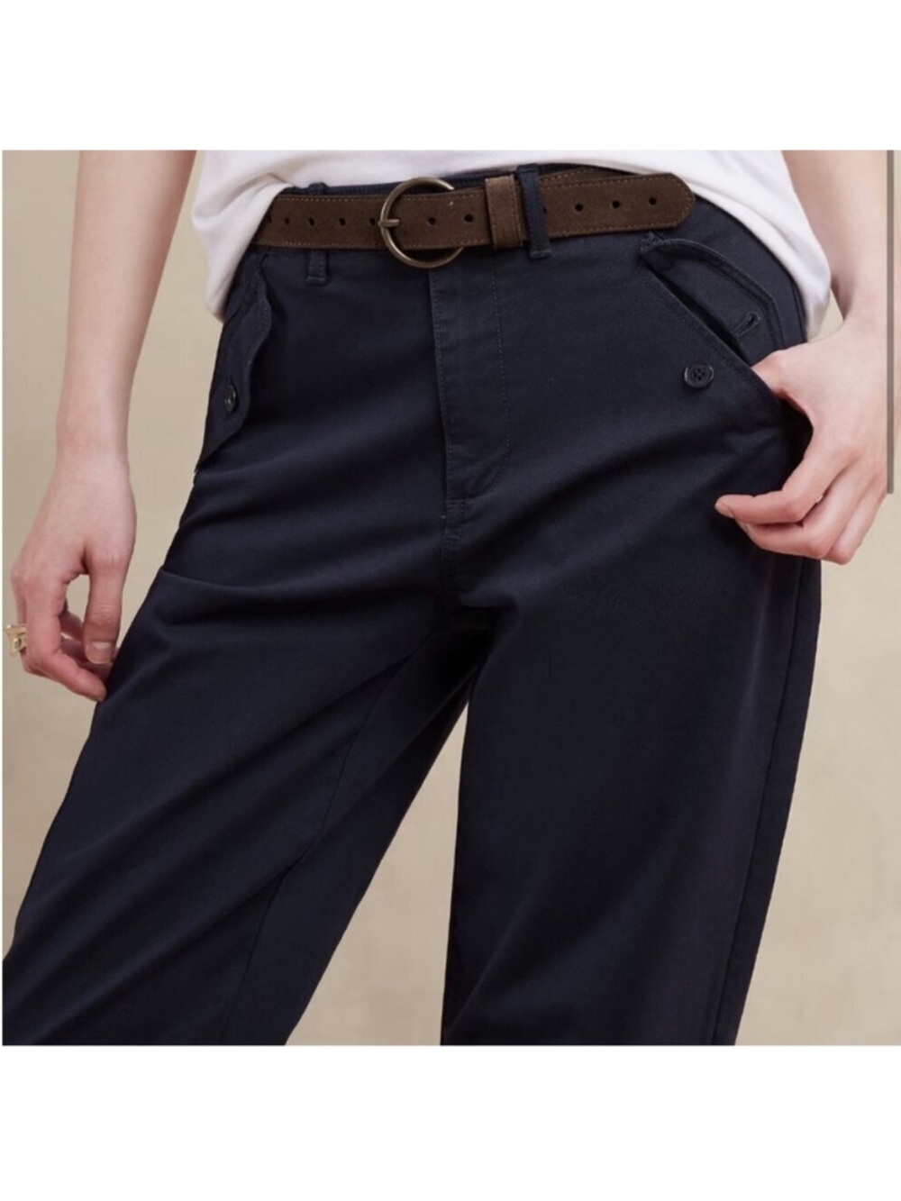 Banana Republic Authentic Chino Girlfriend Pant Preppy Navy Size 6 - Picture 2 of 10